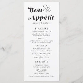 Bon Appetit Weddenschap Dinner Black White Menu
