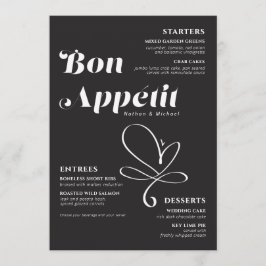 Bon Appetit Weddenschap Dinner Black White Menu