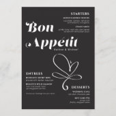Bon Appetit Weddenschap Dinner Black White Menu (Voorkant)