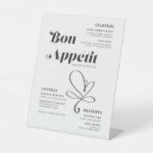 Bon Appetit Weddenschap Dinner Black White Reclamebord Met Voetstuk (Voorkant)