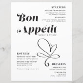 Bon Appetit Wedding Dinner Black White Paper (Voorkant)