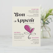 Bon Appetit Wedding Dinner Cream Magenta Menu (Staand voorkant)