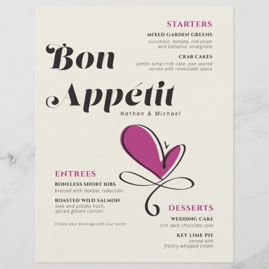 Bon Appetit Wedding Dinner Paper - Blad (Voorkant)