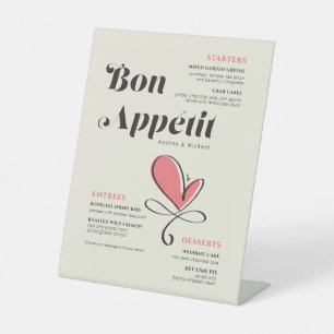 Bon Appetit Wedding Dinner Salmon Heart Pedestal Reclamebord Met Voetstuk