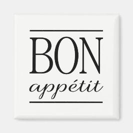 BON APPETIT Zwart en Wit Typografie Citaat Magneet