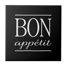 BON APPETIT Zwart & Wit Keuken Typografie Citaat