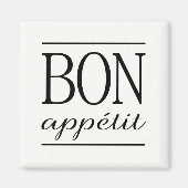 BON APPETIT Zwart-wit Typografie Quote Magneet (Voorkant)