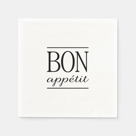 BON APPETIT zwart-wit typografie Servetten (Voorkant)