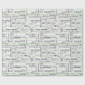 Bon-eetlust in veel talen - groen cadeaupapier (Vlak)