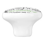 Bon-eetlust in veel talen - groene keuken keramische knop (Zijkant)