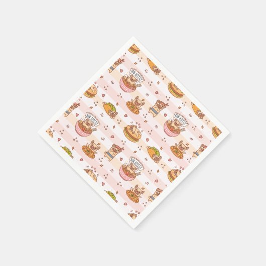 Bon eetlust pug met voedsel ramen sushi servet (Hoek)