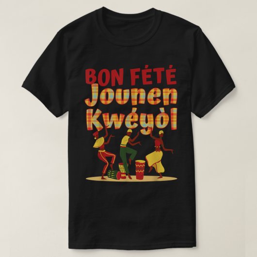 Bon Fete Jounen Kweyol - Happy Creole Day Madras P T-shirt (Design voorkant)
