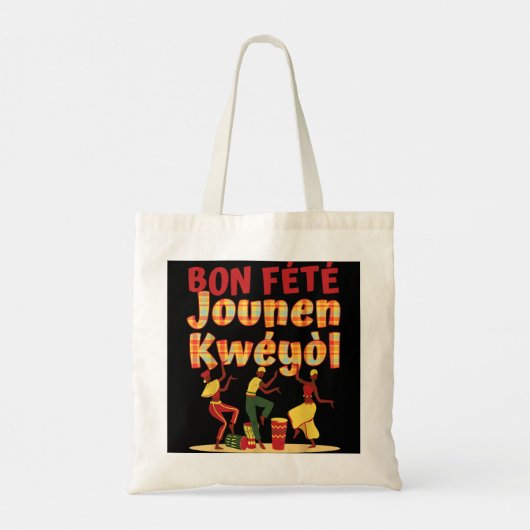 Bon Fete Jounen Kweyol - Happy Creole Day Madras P Tote Bag (Achterkant)