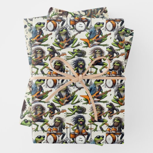 Bon Froggi Frog Rock Band Funny Gift Wrap Set Inpakpapier Vel (In situ)
