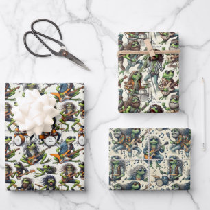 Bon Froggi Frog Rock Band Funny Gift Wrap Set Inpakpapier Vel