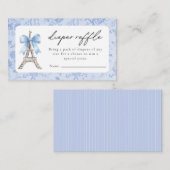 Bon Jour Be French Toile Blue Baby shower Informatiekaartje (Voorkant / Achterkant)