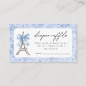 Bon Jour Be French Toile Blue Baby shower Informatiekaartje (Voorkant)
