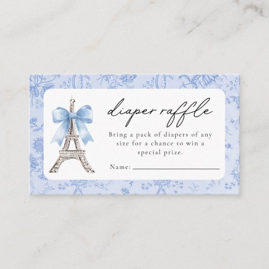 Bon Jour Be French Toile Blue Baby shower Informatiekaartje (Voorkant)