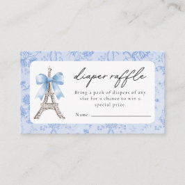Bon Jour Be French Toile Blue Baby shower Informatiekaartje