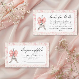 Bon Jour Be French Toile Roze Baby shower Informatiekaartje