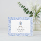 Bon Jour Bebe Romantisch Blauw Frans Bedankt Briefkaart (Staand voorkant)