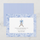 Bon Jour Bebe Romantisch Blauw Frans Bedankt Briefkaart (Voorkant / Achterkant)