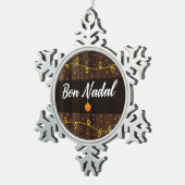 Bon Nadal Catalan Merry Kerstmis, Robuuste stijl Tin Sneeuwvlok Ornament (Rechts)