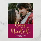 Bon Nadal Merry Kerstmis in het Catalaans, legant Folie Feestdagenkaart (Voorkant)