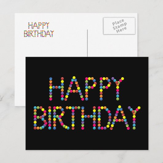 Bon Party Rainbow Happy Birthday Postcard Briefkaart (Voorkant / Achterkant)