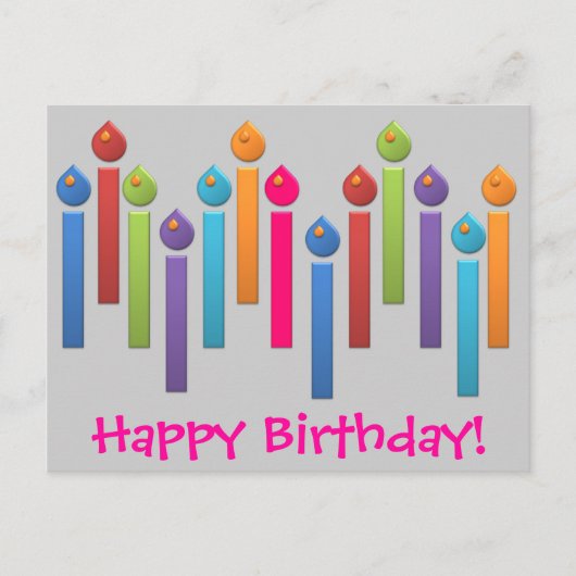 Bon Party Rainbow Happy Birthday Postcard Uitnodiging Briefkaart (Voorkant)