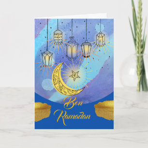 Bon Ramadan French Lantern at Night Kaart