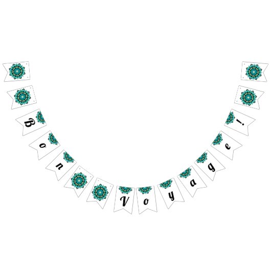 Bon reis! Mandala in aqua Vlaggetjes (Alle)
