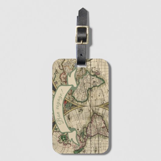 Bon reis!  Wereldkaart Bagagelabel (Voorkant (verticaal))