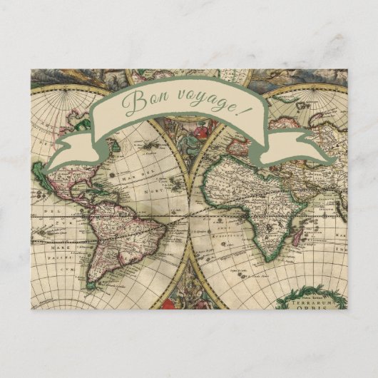 Bon reis! Wereldkaart Briefkaart (Voorkant)