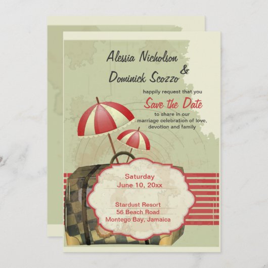 Bon Voyage Aankondiging van de Bewaar-de-datum (Voorkant / Achterkant)