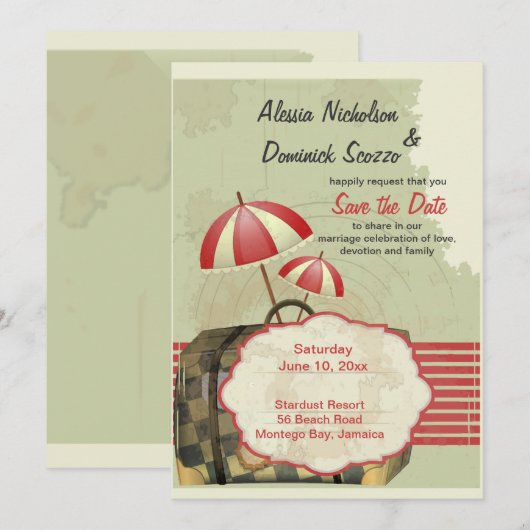 Bon Voyage Aankondiging van de reddingsdatum (Voorkant / Achterkant)