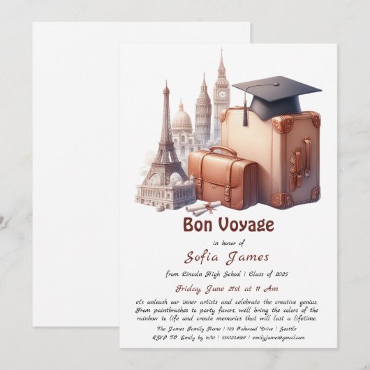 Bon Voyage Afstuderen – Een kleurrijk afscheid van Kaart (Voorkant / Achterkant)