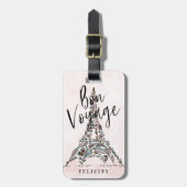 Bon Voyage | Bloemen Paris Eiffeltoren Bagagelabel (Voorkant verticaal)