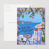 BON VOYAGE Bloemen Terras Grieks eiland Briefkaart (Voorkant / Achterkant)