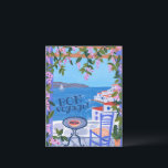 BON VOYAGE Bloemen Terras Grieks eiland Briefkaart<br><div class="desc">Pas deze kaart aan door je eigen tekst aan de achterkant toe te voegen door hierboven op "personaliseren" te klikken. Check mijn winkel voor meer kleuren en design of laat het me weten als je iets op maat wilt. Bedankt om mee te winkelen!</div>