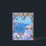 BON VOYAGE Bloemen Terras Grieks eiland Briefkaart<br><div class="desc">Pas deze kaart aan door je eigen tekst aan de achterkant toe te voegen door hierboven op "personaliseren" te klikken. Check mijn winkel voor meer kleuren en design of laat het me weten als je iets op maat wilt. Bedankt om mee te winkelen!</div>