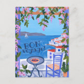 BON VOYAGE Bloemen Terras Grieks eiland Briefkaart (Voorkant)
