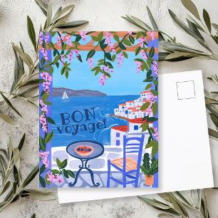 BON VOYAGE Bloemen Terras Grieks Eiland Briefkaart