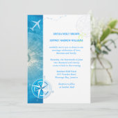 Bon Voyage Blue Destination Wedding Kaart (Staand voorkant)