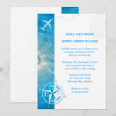 Bon Voyage Blue Destination Wedding Kaart (Voorkant / Achterkant)