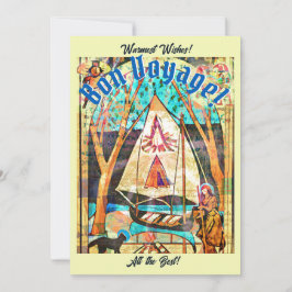 Bon Voyage Boat Cat Pilgrim Symbolist Feestdagenkaart