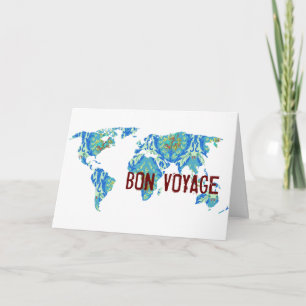 Bon Voyage   Bohemian Pattered Wereldkaart Kaart
