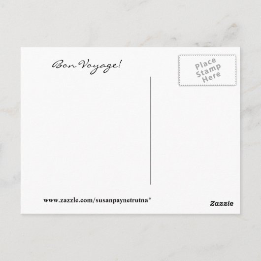 BON VOYAGE BRIEFKAART (Achterkant)