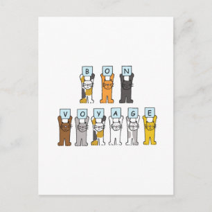 Bon Voyage Cartoon Cats Briefkaart