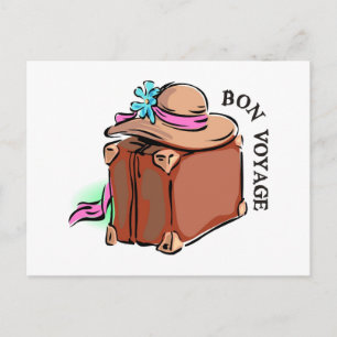 Bon Voyage, een goede reis! Bagage en pet Briefkaart
